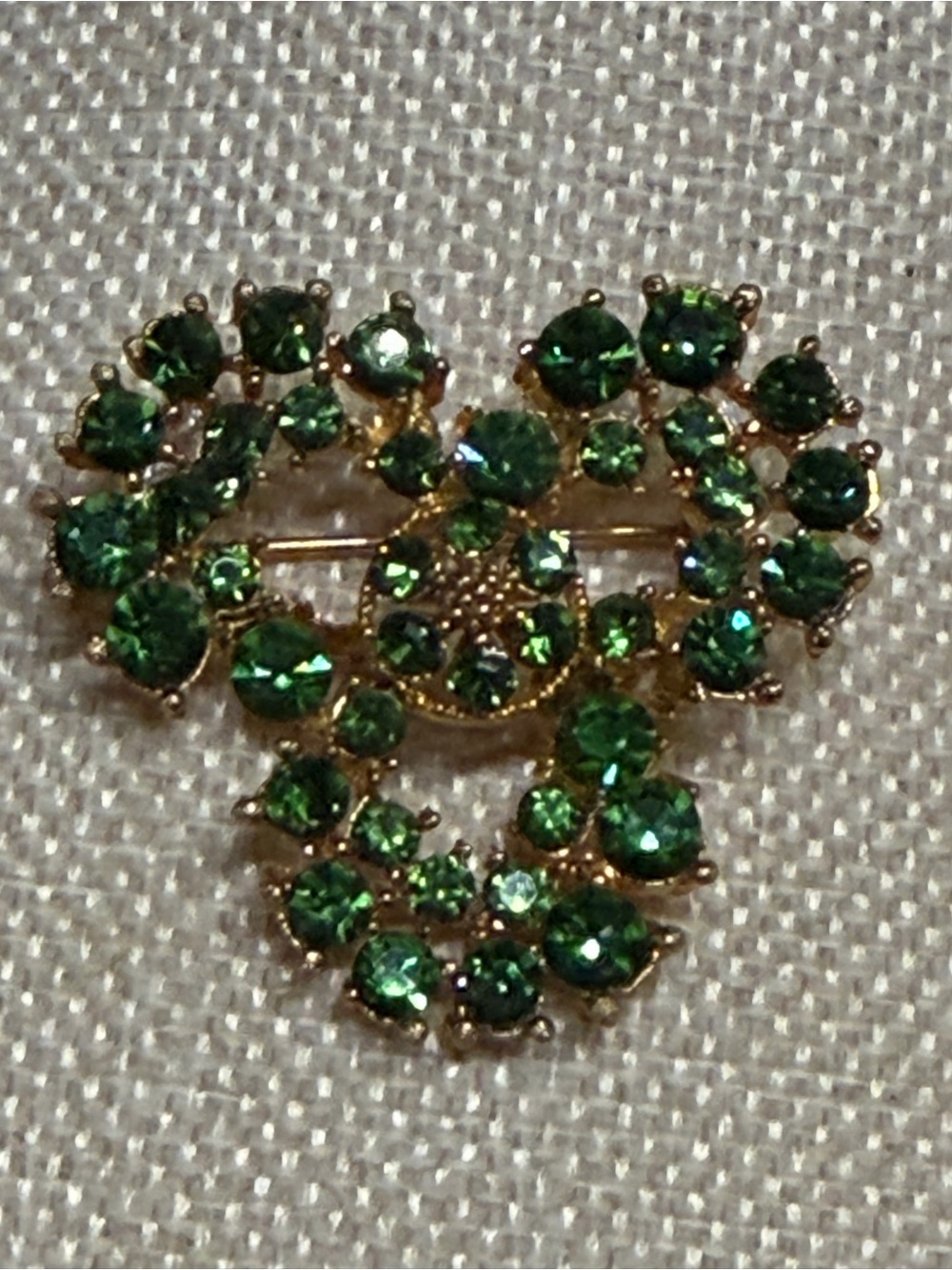 Green Austrian Crystal Brooch EUC